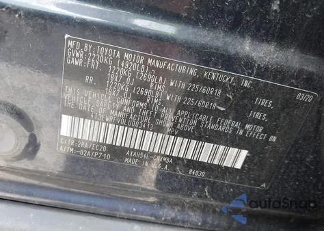 2020 Toyota Rav4 Hybrid Xse из США, поврежденный, VIN 4T3EWRFV0LU003413